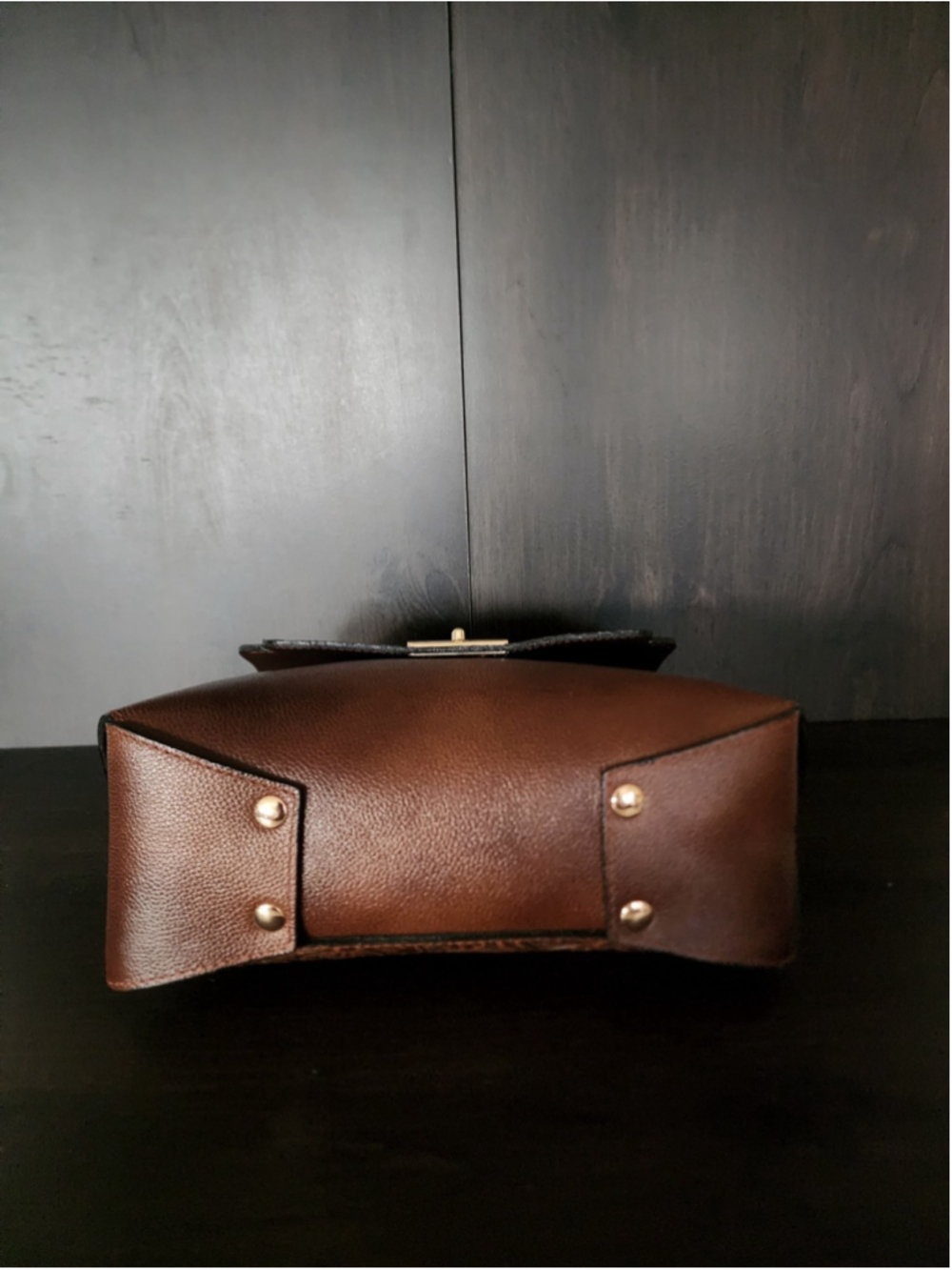 Pecan Brown Floral Studded Embossed Artisan LEATHER Purse Handbag Crossbody - Picture 8 of 15